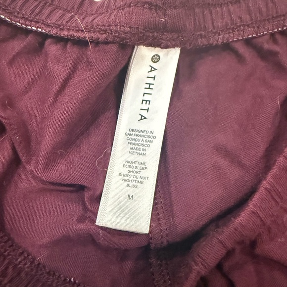 Athleta Well Rested Ribbed Sleep Shorts - Maroon/Medium - Picture 5 of 7